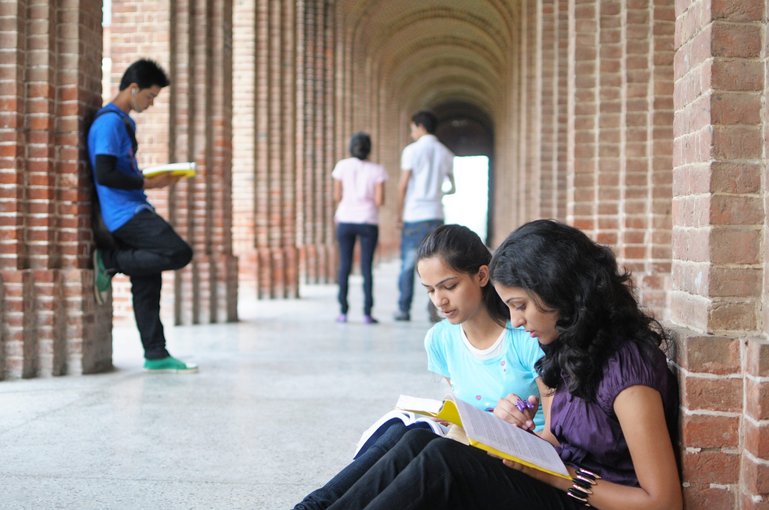 Indian College students preparing for examination.